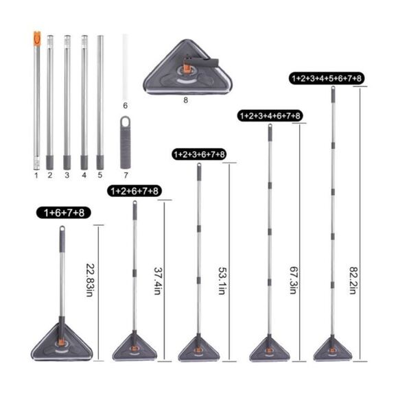 Mop,Wall Cleaner Mop with Long Handle - Ceiling Cleaner and Baseboard Duster for - Picture 2 of 2